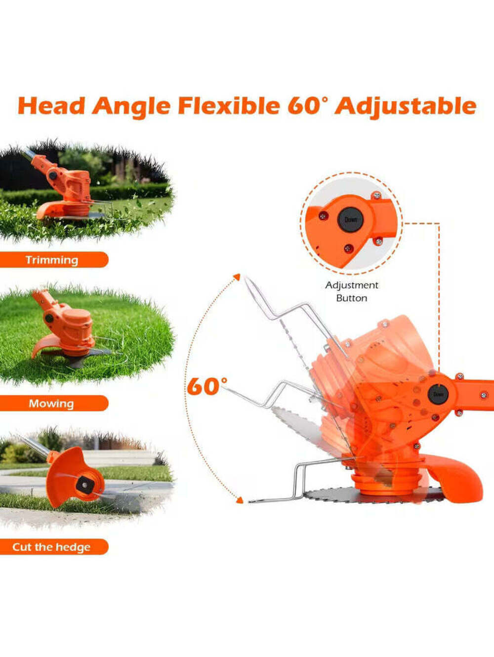 Cordless Grass Trimmer - 2X 21V 4000Mah Batteries, 30-80Min Runtime